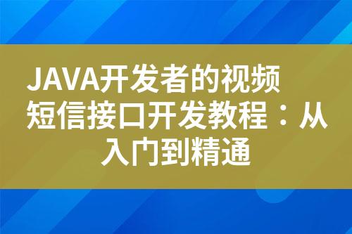 JAVA開發(fā)者的視頻短信接口開發(fā)教程：從入門到精通