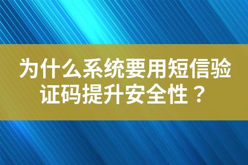 為什么系統(tǒng)要用短信驗(yàn)證碼提升安全性？