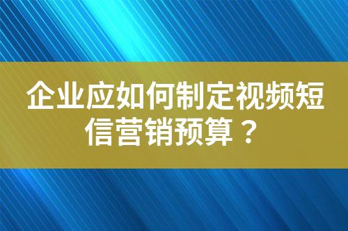 企業(yè)應(yīng)如何制定視頻短信營(yíng)銷預(yù)算？