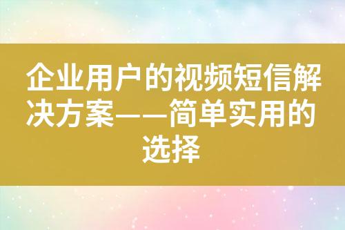 企業(yè)用戶的視頻短信解決方案——簡單實用的選擇