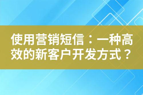 使用營銷短信：一種高效的新客戶開發(fā)方式？