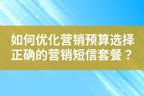 如何優(yōu)化營銷預算選擇正確的營銷短信套餐？