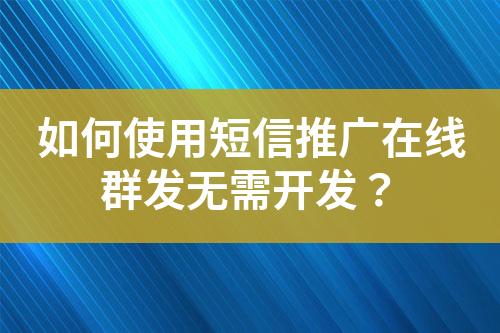 如何使用短信推廣在線群發(fā)無需開發(fā)？