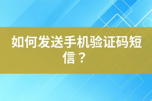 如何發(fā)送手機(jī)驗(yàn)證碼短信？