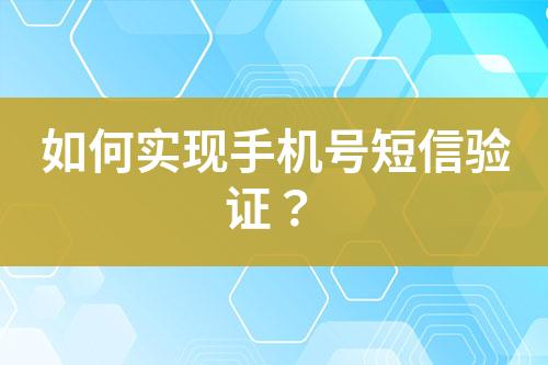 如何實現(xiàn)手機號短信驗證？