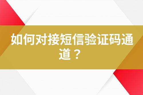 如何對(duì)接短信驗(yàn)證碼通道？