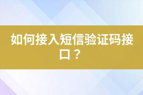 如何接入短信驗證碼接口？