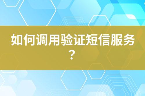 如何調(diào)用驗(yàn)證短信服務(wù)？