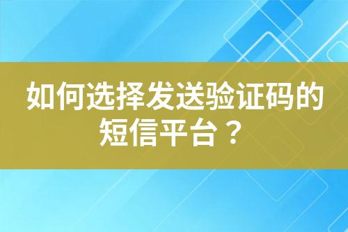 如何選擇發(fā)送驗(yàn)證碼的短信平臺？