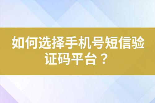 如何選擇手機(jī)號(hào)短信驗(yàn)證碼平臺(tái)？