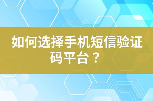 如何選擇手機(jī)短信驗(yàn)證碼平臺？