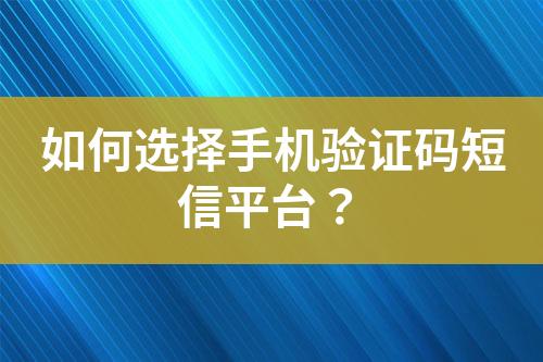 如何選擇手機(jī)驗(yàn)證碼短信平臺？