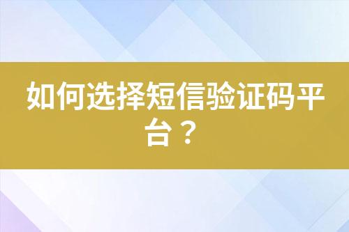 如何選擇短信驗(yàn)證碼平臺(tái)？