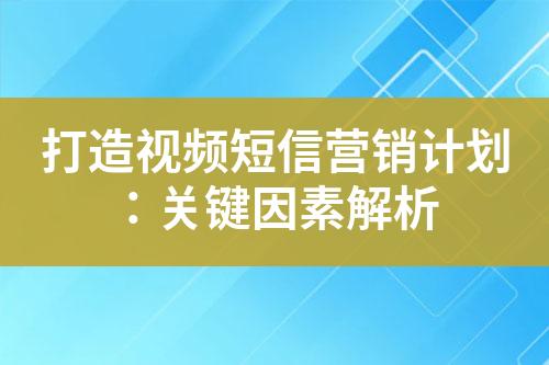 打造視頻短信營銷計劃：關(guān)鍵因素解析