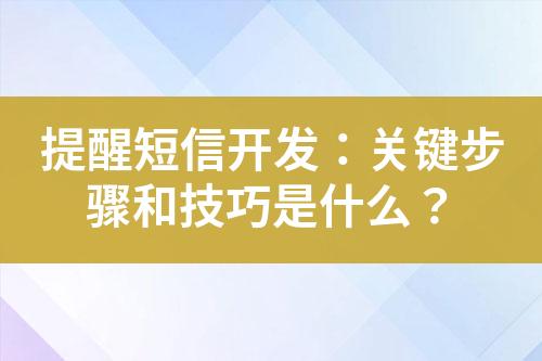 提醒短信開(kāi)發(fā)：關(guān)鍵步驟和技巧是什么？