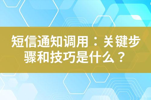 短信通知調(diào)用：關(guān)鍵步驟和技巧是什么？