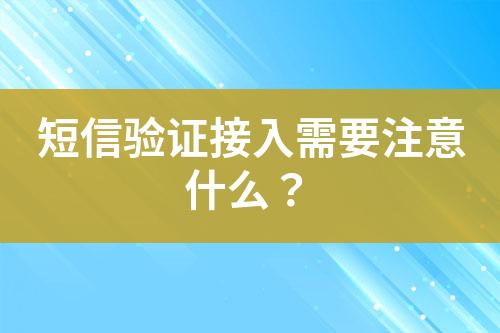 短信驗證接入需要注意什么？