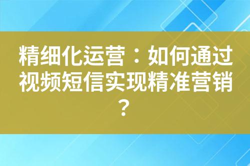 精細化運營：如何通過視頻短信實現(xiàn)精準(zhǔn)營銷？