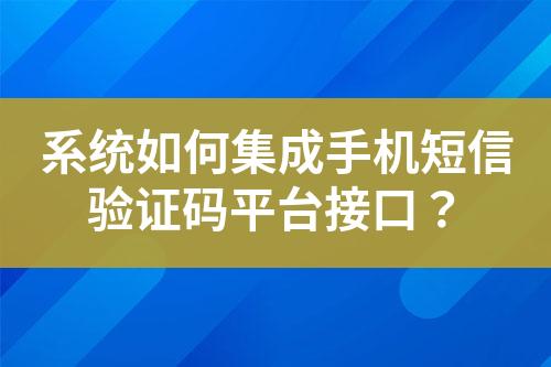 系統(tǒng)如何集成手機短信驗證碼平臺接口？