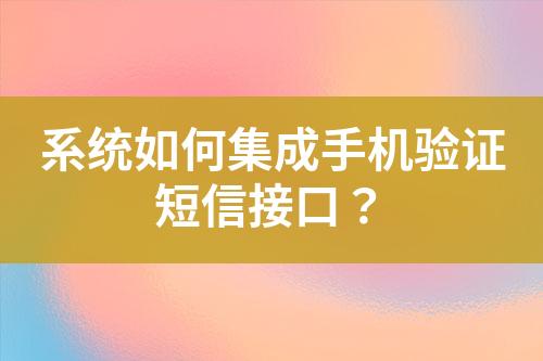 系統(tǒng)如何集成手機驗證短信接口？