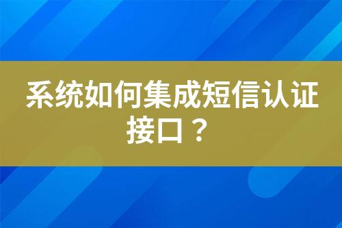 系統(tǒng)如何集成短信認(rèn)證接口？