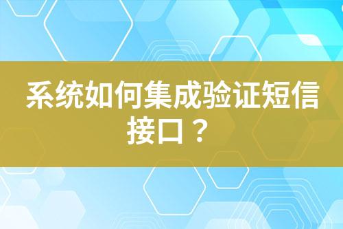 系統(tǒng)如何集成驗(yàn)證短信接口？