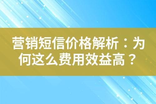 營銷短信價格解析：為何這么費(fèi)用效益高？