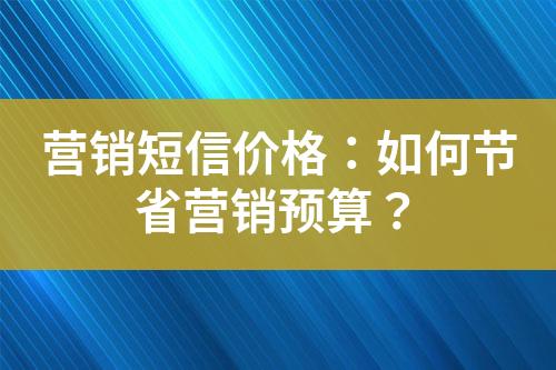 營(yíng)銷短信價(jià)格：如何節(jié)省營(yíng)銷預(yù)算？