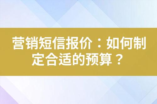 營銷短信報(bào)價(jià)：如何制定合適的預(yù)算？