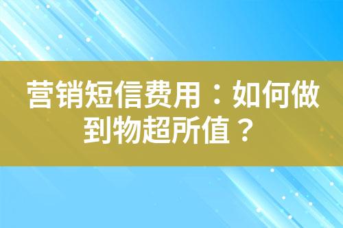 營(yíng)銷短信費(fèi)用：如何做到物超所值？