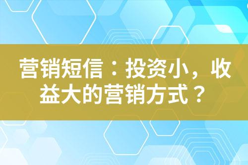 營銷短信：投資小，收益大的營銷方式？