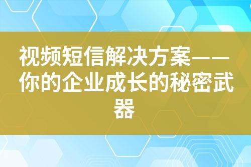 視頻短信解決方案——你的企業(yè)成長的秘密武器