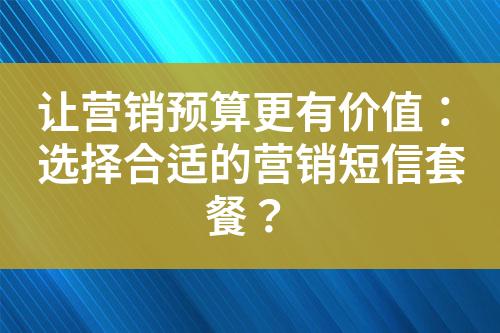 讓營銷預(yù)算更有價值：選擇合適的營銷短信套餐？