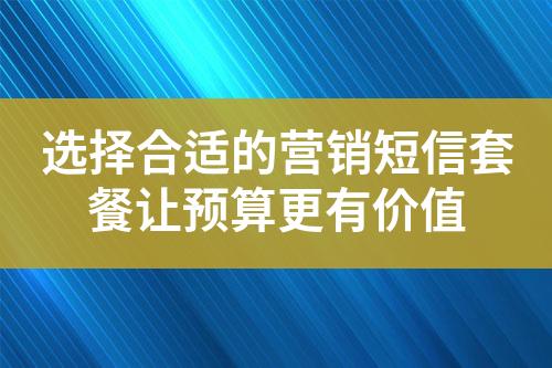 選擇合適的營銷短信套餐讓預(yù)算更有價(jià)值