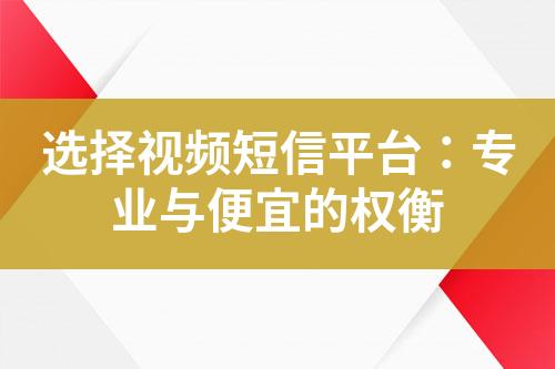 選擇視頻短信平臺(tái)：專(zhuān)業(yè)與便宜的權(quán)衡